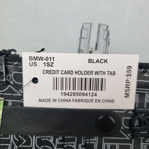 Badgley Mischka Black Credit Card Holder With Tab Vegan Leather Unisex - Picture 15 of 15